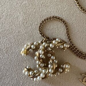 CHANEL Gold and Pearl Embellished Necklace